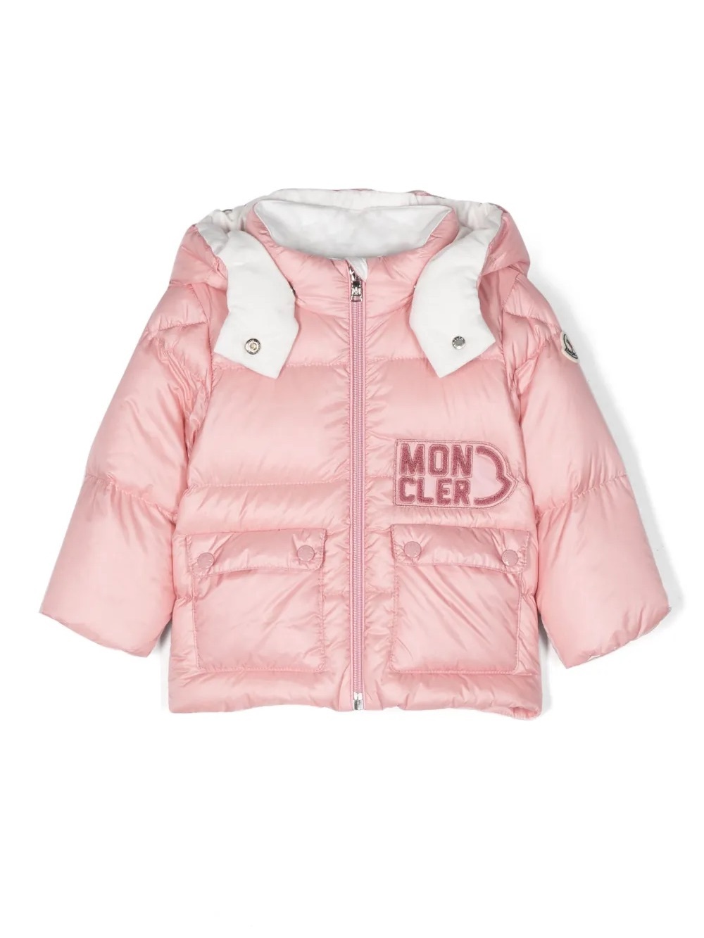 Moncler Light Pink Quilted Puffer Jacket with Hood